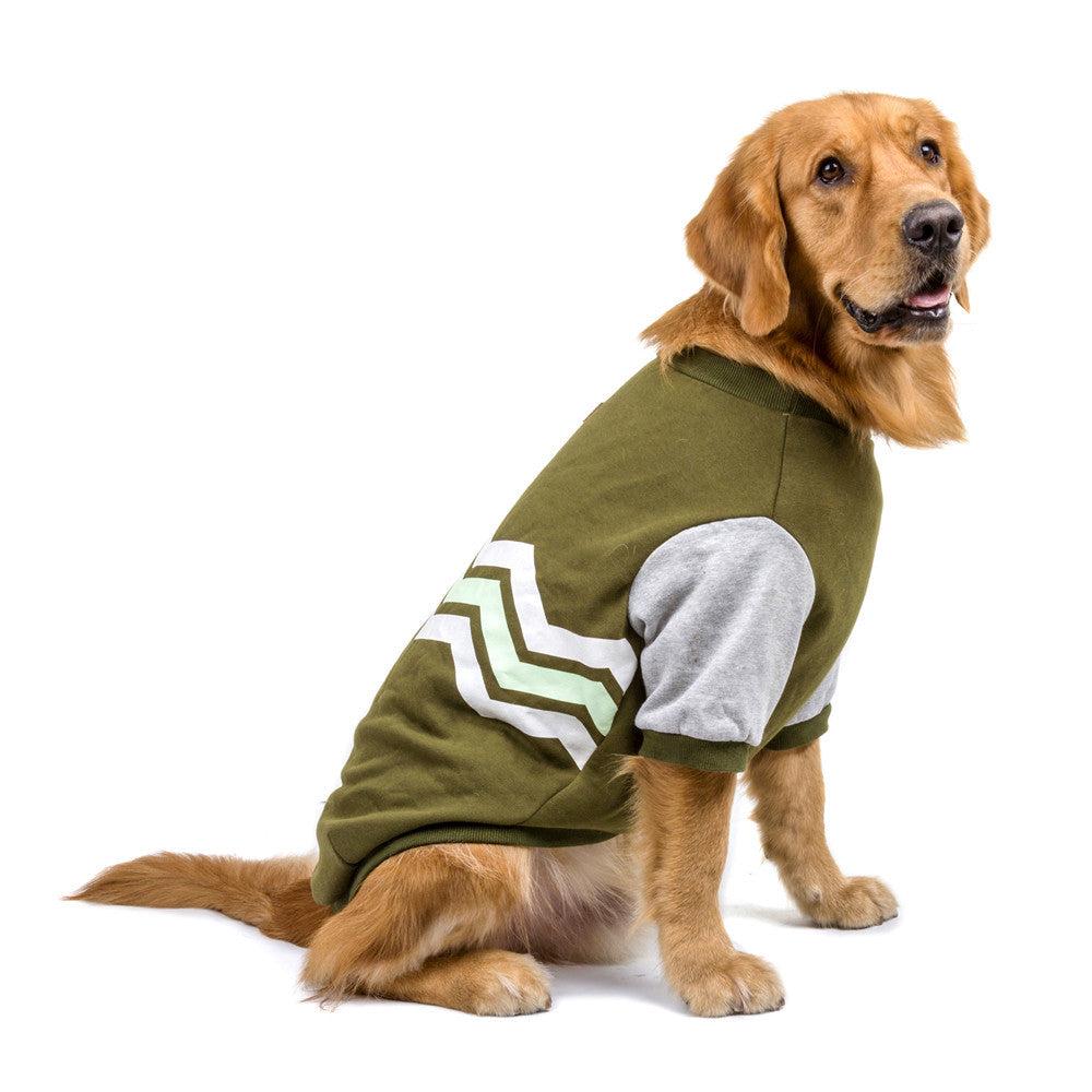JMT-316042 Wavy Two-legged Hoodie for Dogs - Warm Cotton Pet Apparel in Green, Red, Blue (Sizes 3XL-5XL)
