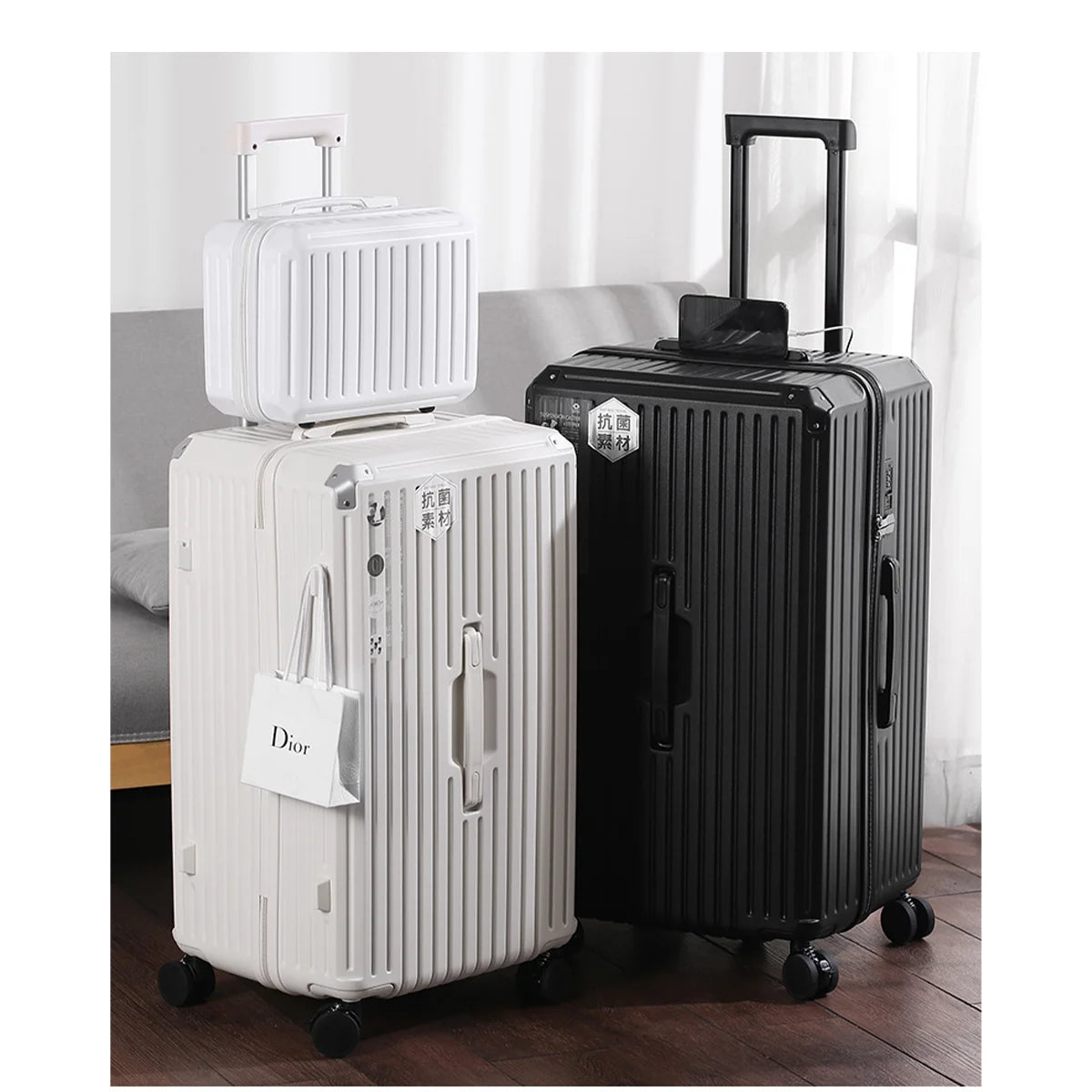 JMT-316298 Large Capacity Trolley Suitcase with Mini Storage Box for Travel and Organisation