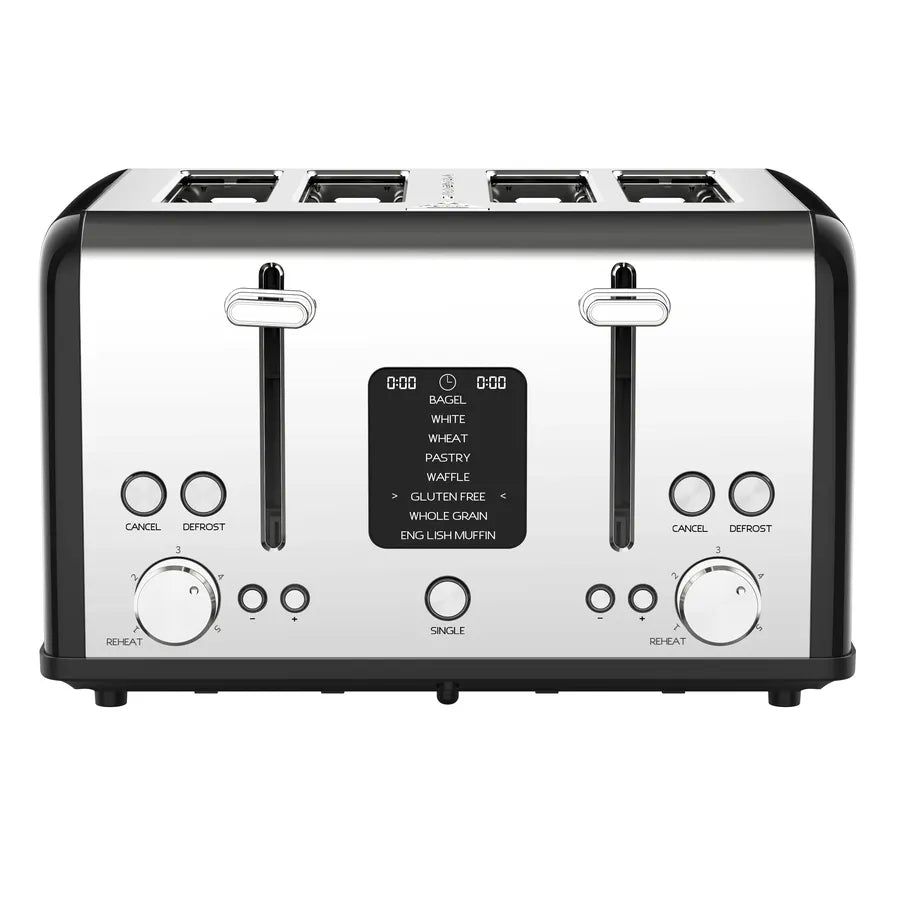 JMT-316362 Digital Display Stainless Steel 4-Slice Electric Toaster with Adjustable Settings
