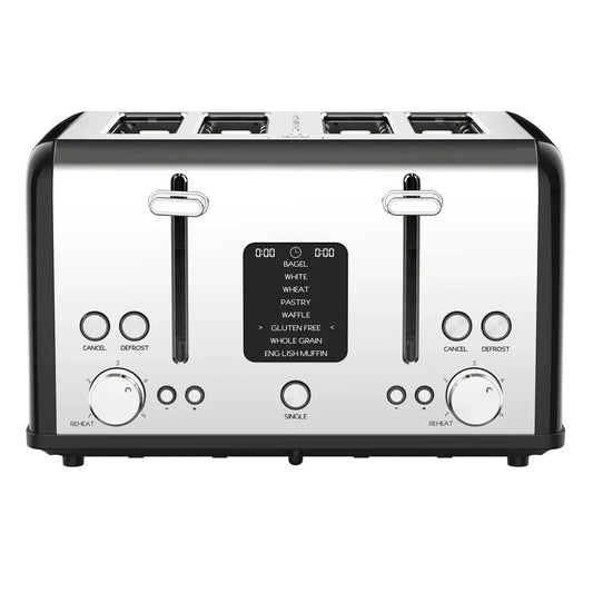JMT-316362 Digital Display Stainless Steel 4-Slice Electric Toaster with Adjustable Settings