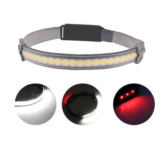 JMT-316362 Portable COB LED Headlight with Red Light Warning, 300 Lumens, Waterproof, Rechargeable Battery, 3 Modes