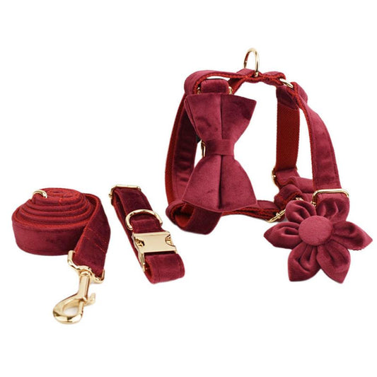 JMT-316746 Soft Velvet Dog Collar with Accessories for XS to XL Sizes