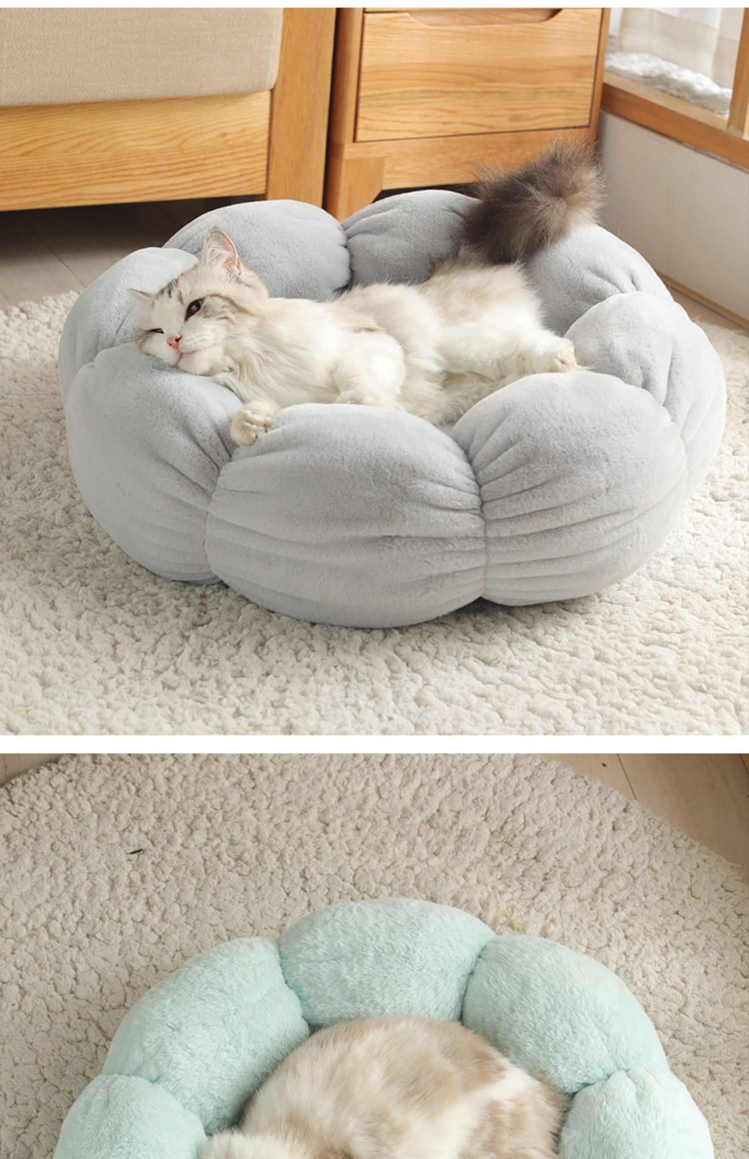 JMT-316874 Warm Wool-Like Cat Litter with High Resilience Thermal Cotton Filling