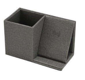 JMT-317258 Multifunctional Wireless Charging Pen Holder - Desk Organizer & Storage Box in Gray, Blue, and Black