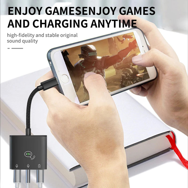 JMT-317386 3 in 1 Audio Splitter Adapter for iPhone with 8-Pin Connector to 3.5mm Aux and Charger Port