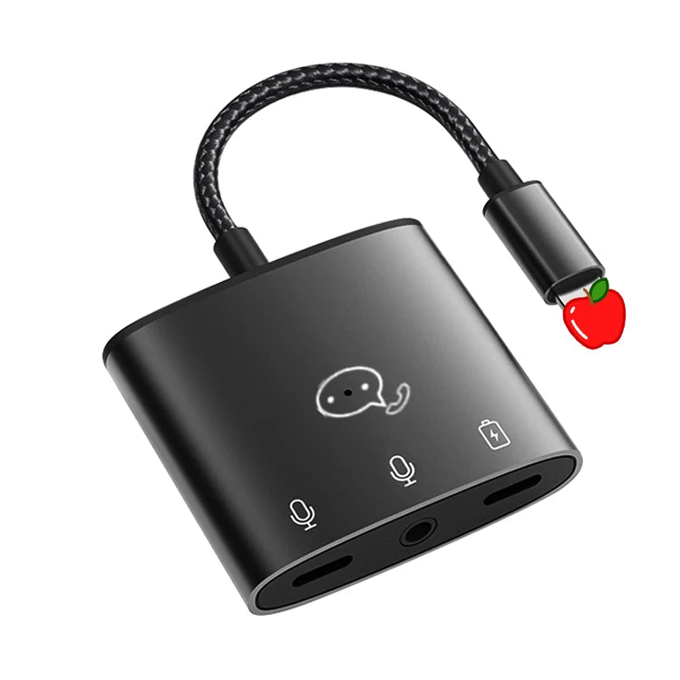 JMT-317386 3 in 1 Audio Splitter Adapter for iPhone with 8-Pin Connector to 3.5mm Aux and Charger Port