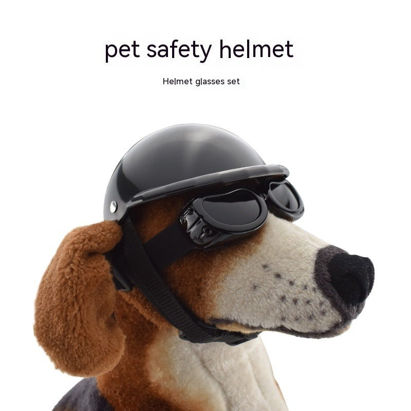 JMT-317706 PET Monochrome Helmet and Glasses Set for Dogs and Cats - Adjustable S/M/L Sizes