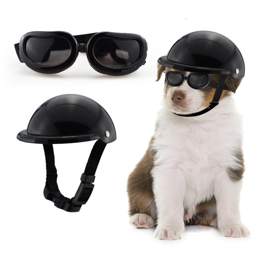 JMT-317706 PET Monochrome Helmet and Glasses Set for Dogs and Cats - Adjustable S/M/L Sizes