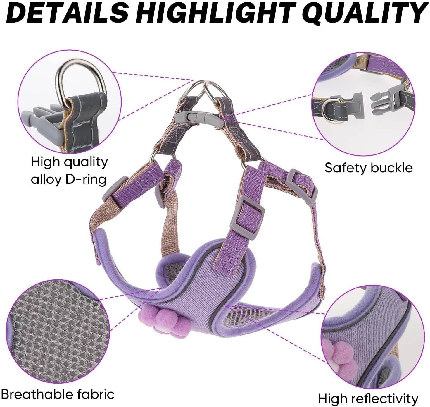 JMT-317898 Breathable Mesh Dog Harness with Reflective Strips and Quick Release Buckle for Small to Large Dogs