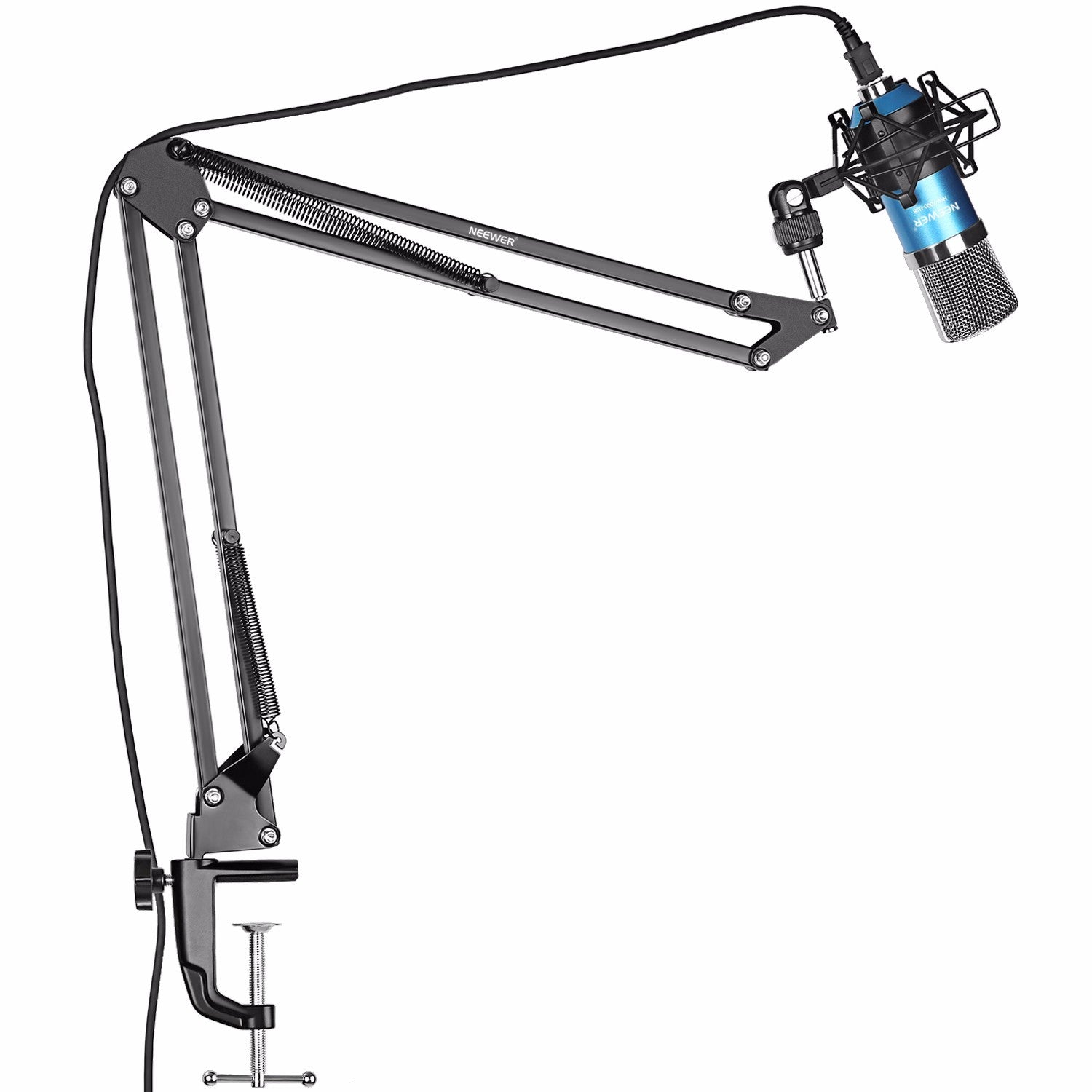 JMT-317898 Professional USB Condenser Microphone Kit with Adjustable Scissor Arm Stand, Shock Mount, and Foam Cap for Recording and Broadcasting