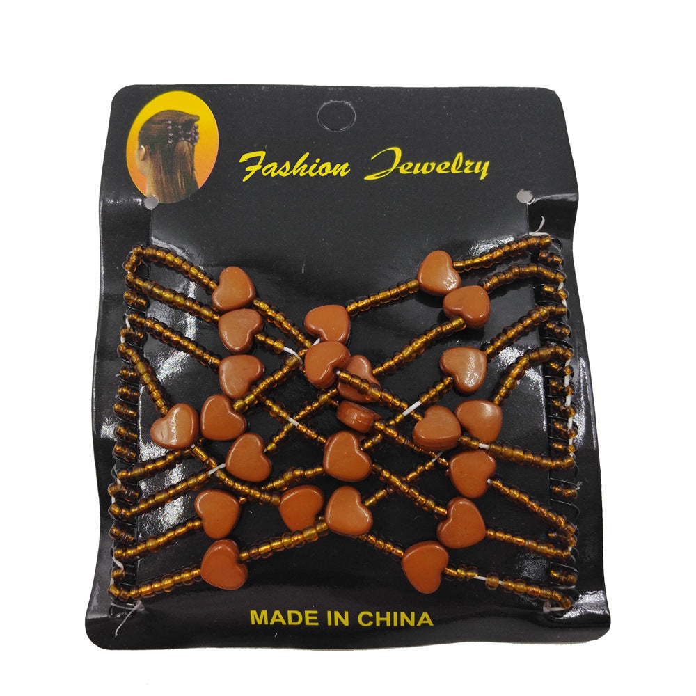 JMT-318090 Korean Steel Wire Hair Comb with Heart Bead Design - Available in Multiple Colors