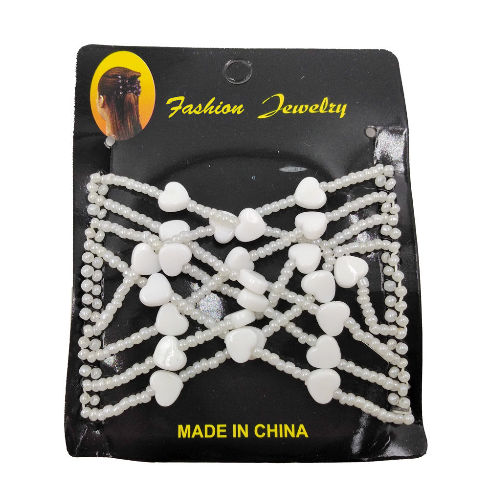 JMT-318090 Korean Steel Wire Hair Comb with Heart Bead Design - Available in Multiple Colors