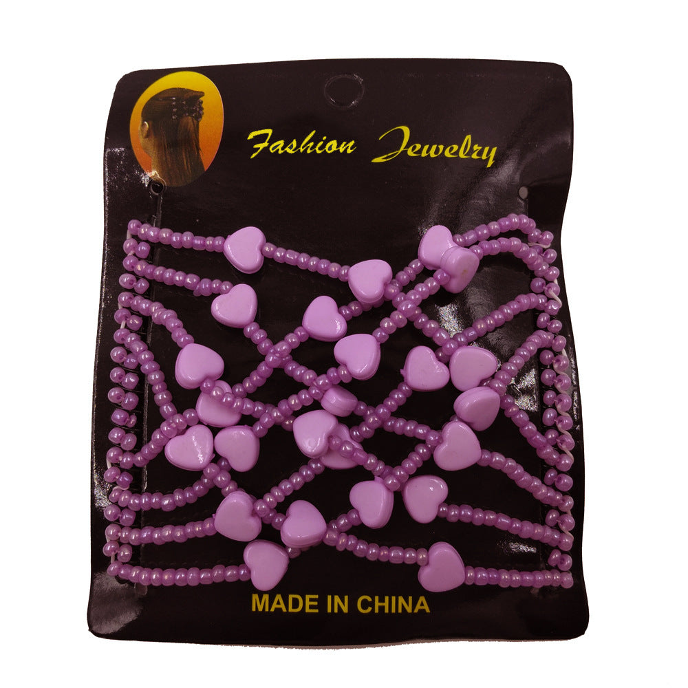 JMT-318090 Korean Steel Wire Hair Comb with Heart Bead Design - Available in Multiple Colors