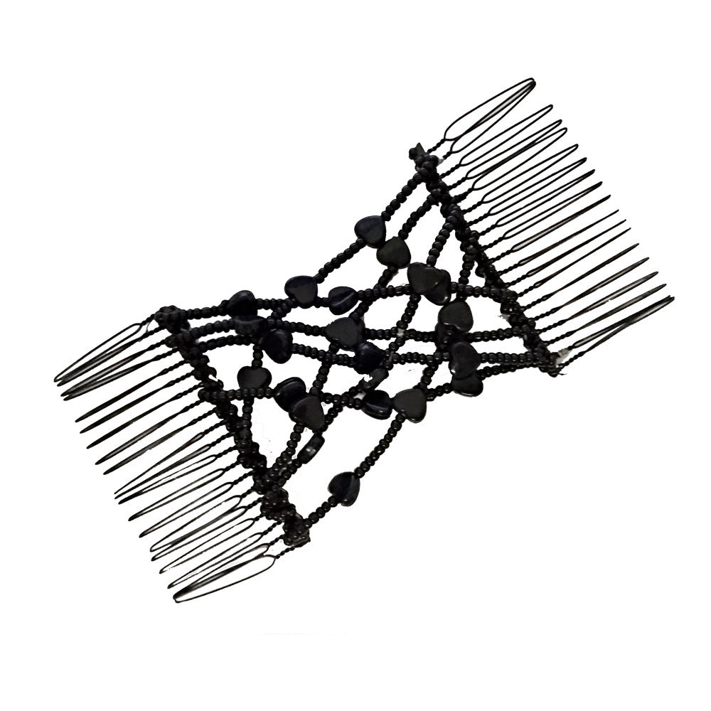JMT-318090 Korean Steel Wire Hair Comb with Heart Bead Design - Available in Multiple Colors