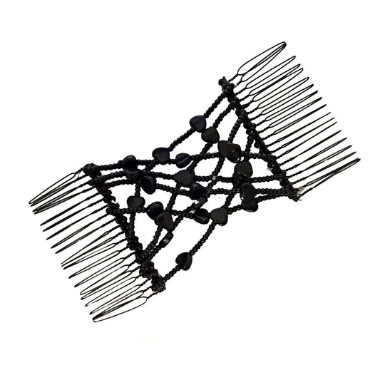 JMT-318090 Korean Steel Wire Hair Comb with Heart Bead Design - Available in Multiple Colors