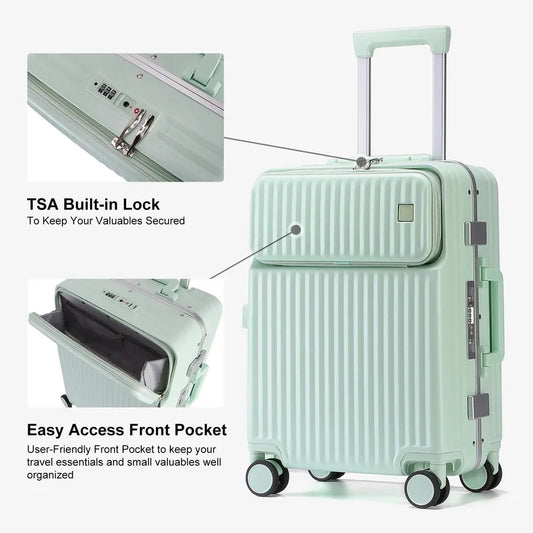 JMT-318282 Elegant 100% PC Cabin Suitcase with Built-in TSA Lock in Soft Macaron Colours