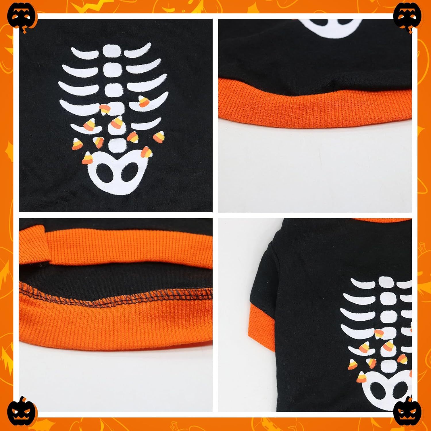 JMT-318346 Halloween Pet Skeleton Costume Sweatshirt for Dogs and Cats, Lightweight & Comfortable for Chihuahua, Dachshund, and French Bulldog