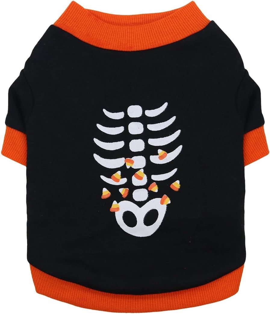 JMT-318346 Halloween Pet Skeleton Costume Sweatshirt for Dogs and Cats, Lightweight & Comfortable for Chihuahua, Dachshund, and French Bulldog