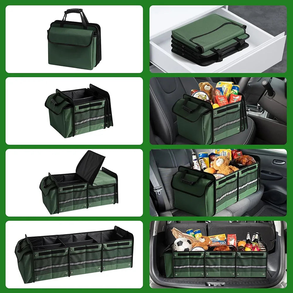 JMT-318346 Heavy Duty Collapsible Car Trunk Organizer with Insulated Leakproof Cooler Bag - 115L Storage Solution for Vehicles