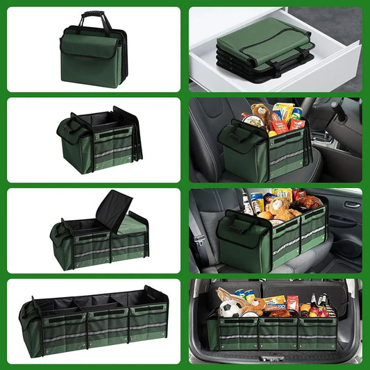 JMT-318346 Heavy Duty Collapsible Car Trunk Organizer with Insulated Leakproof Cooler Bag - 115L Storage Solution for Vehicles