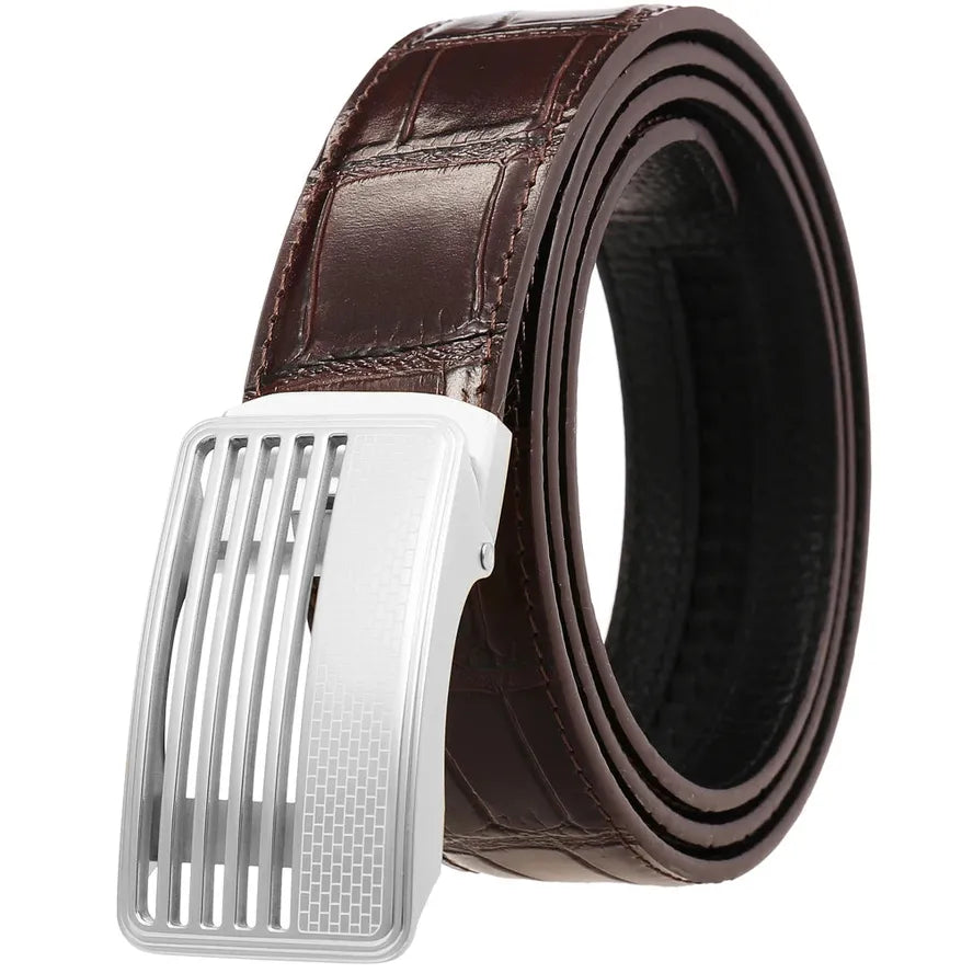 JMT-318474 Genuine Leather Casual Belt with Stainless Steel Buckle - Model LY36-61437-8