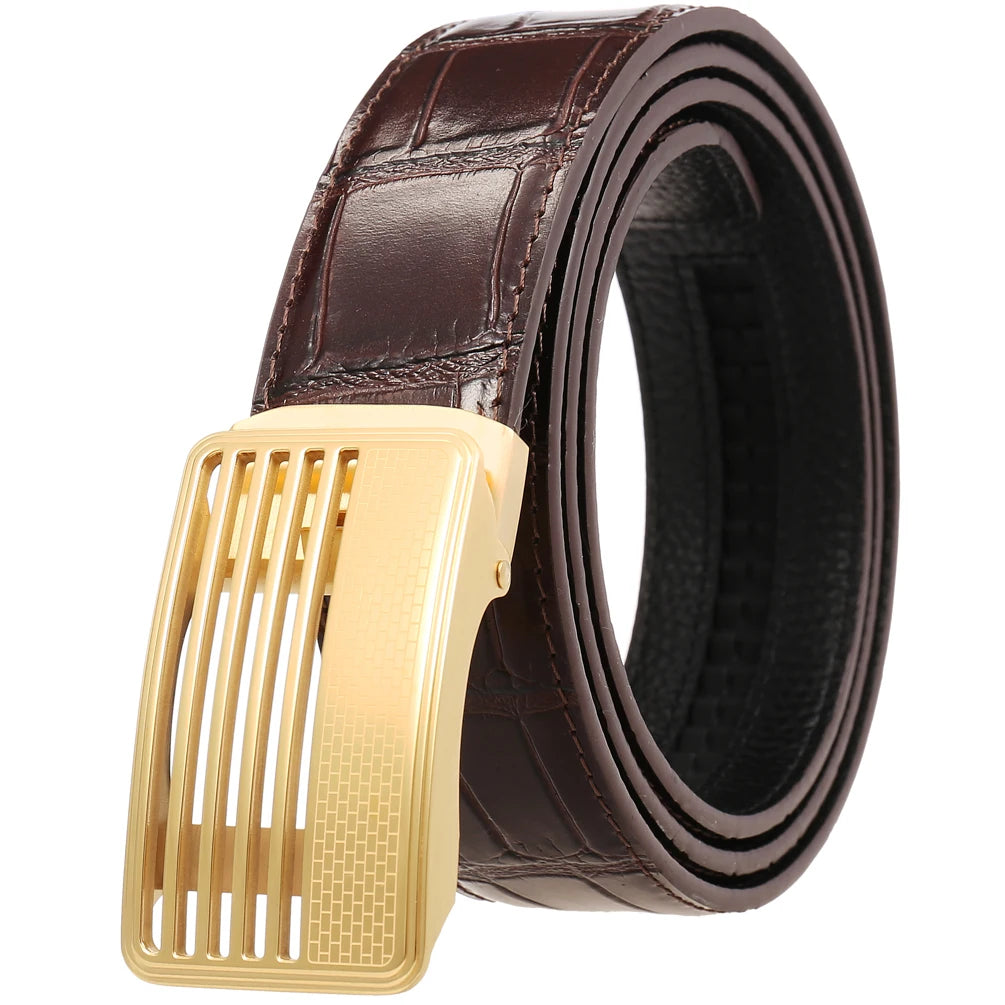 JMT-318474 Genuine Leather Casual Belt with Stainless Steel Buckle - Model LY36-61437-8