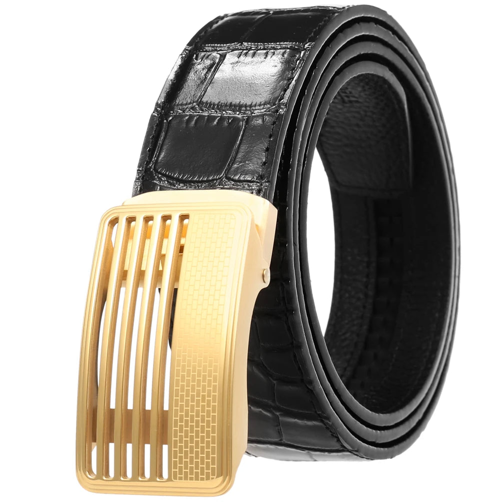 JMT-318474 Genuine Leather Casual Belt with Stainless Steel Buckle - Model LY36-61437-8