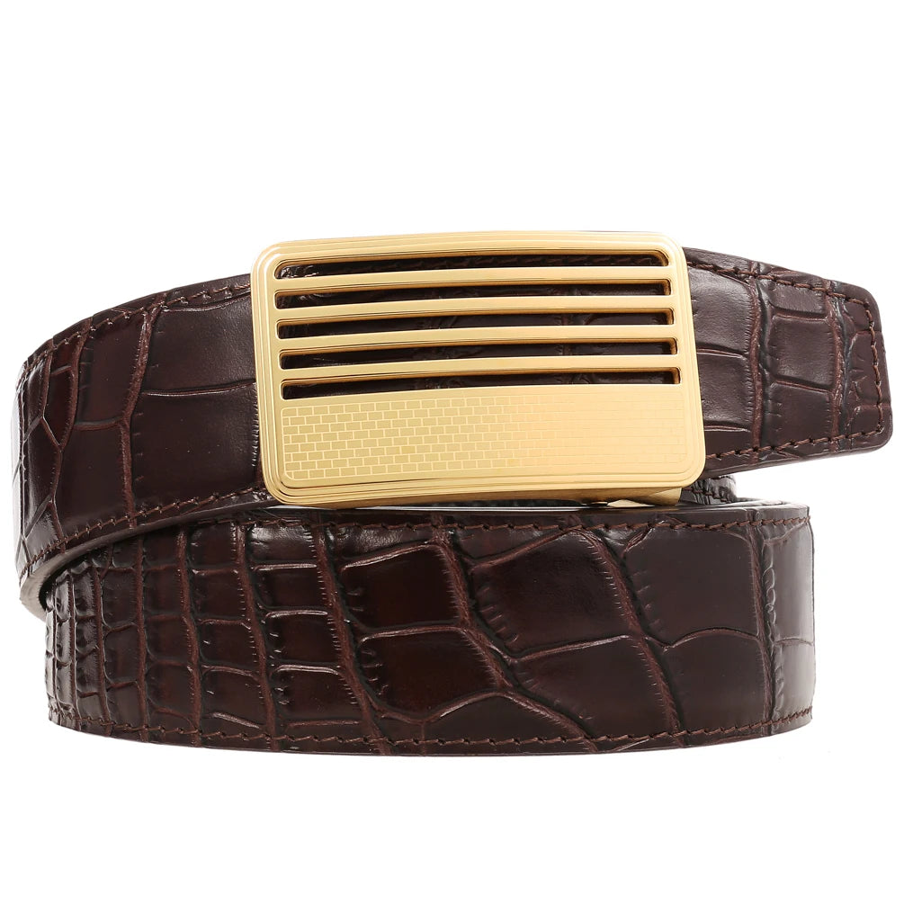 JMT-318474 Genuine Leather Casual Belt with Stainless Steel Buckle - Model LY36-61437-8