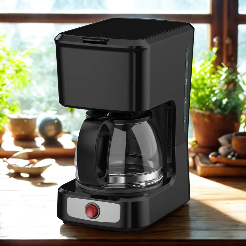 JMT-318538 5-Cup Coffee Maker with Ground Coffee Option, Clear Water Level Indicator, Non-Stick Warm Plate