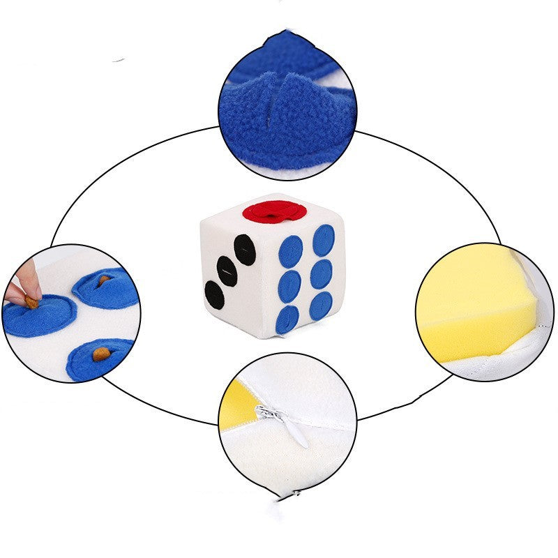 JMT-318538 Colorful Dice-Shaped Dog Training Toy for Play and Sniffing - Soft Polar Fleece, 20x20x20CM