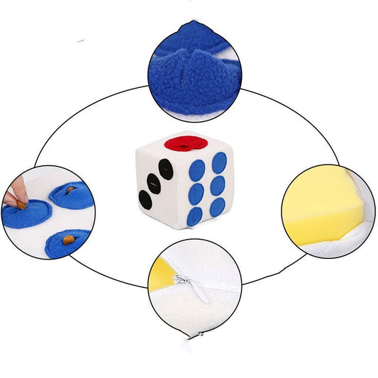 JMT-318538 Colorful Dice-Shaped Dog Training Toy for Play and Sniffing - Soft Polar Fleece, 20x20x20CM