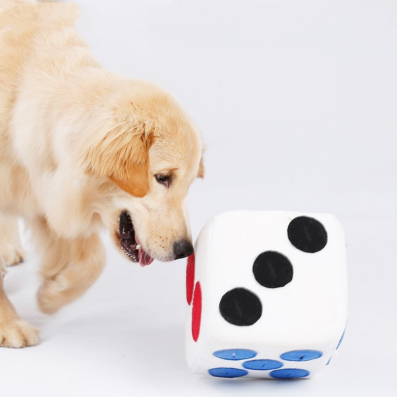 JMT-318538 Colorful Dice-Shaped Dog Training Toy for Play and Sniffing - Soft Polar Fleece, 20x20x20CM