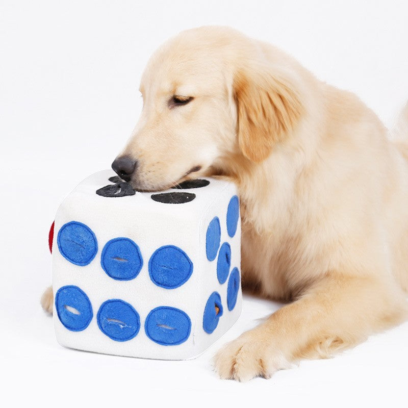 JMT-318538 Colorful Dice-Shaped Dog Training Toy for Play and Sniffing - Soft Polar Fleece, 20x20x20CM