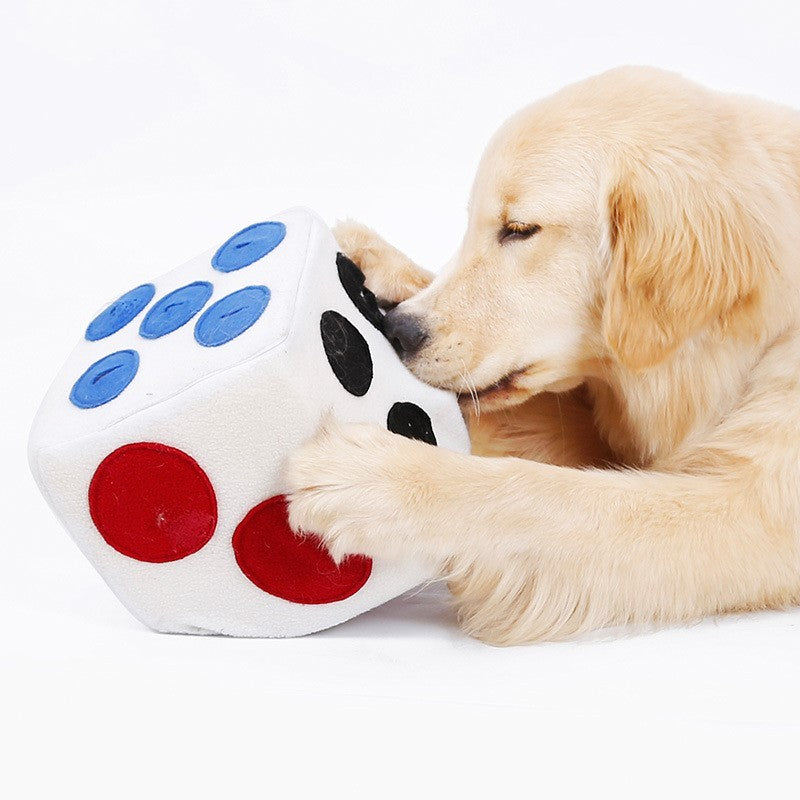 JMT-318538 Colorful Dice-Shaped Dog Training Toy for Play and Sniffing - Soft Polar Fleece, 20x20x20CM