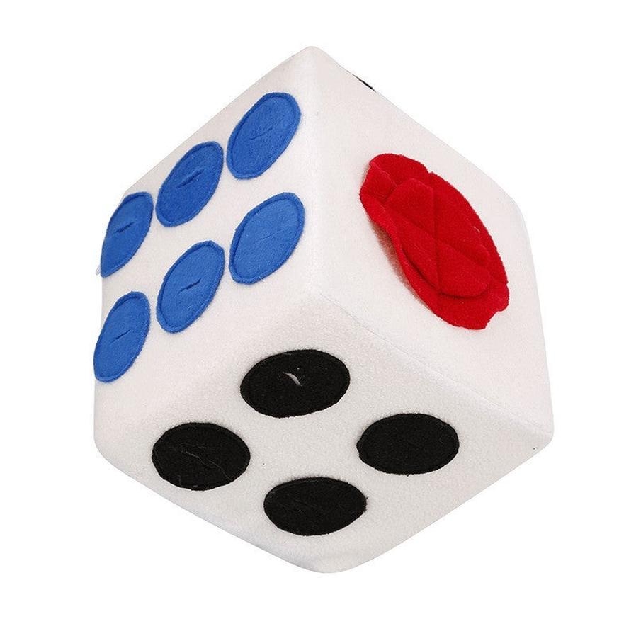 JMT-318538 Colorful Dice-Shaped Dog Training Toy for Play and Sniffing - Soft Polar Fleece, 20x20x20CM