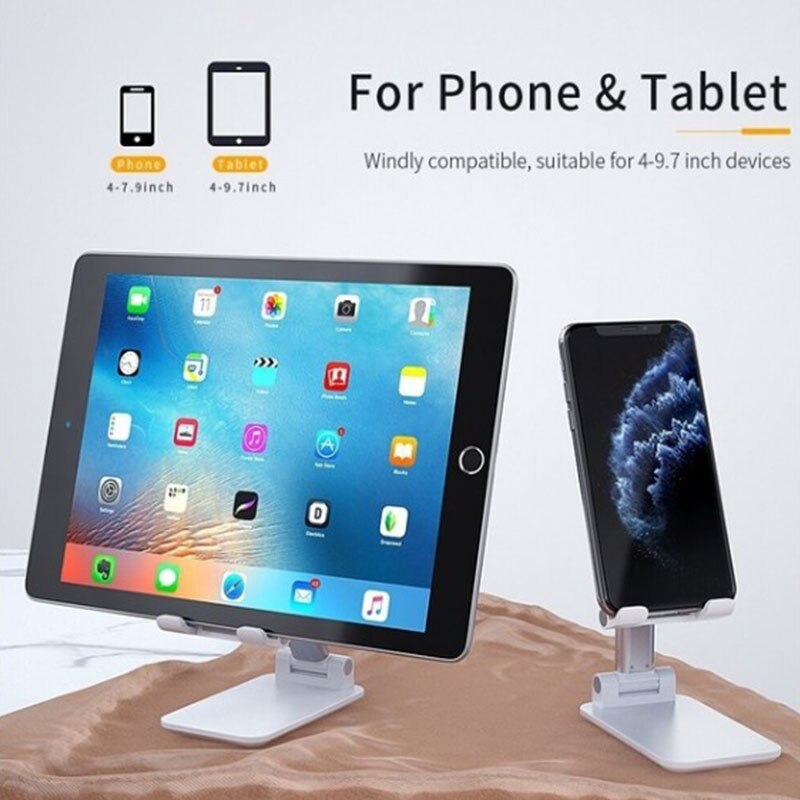 JMT-318730 Adjustable Metal Tablet and Phone Stand Holder for iPhone and iPad - Foldable, Anti-Skid Design