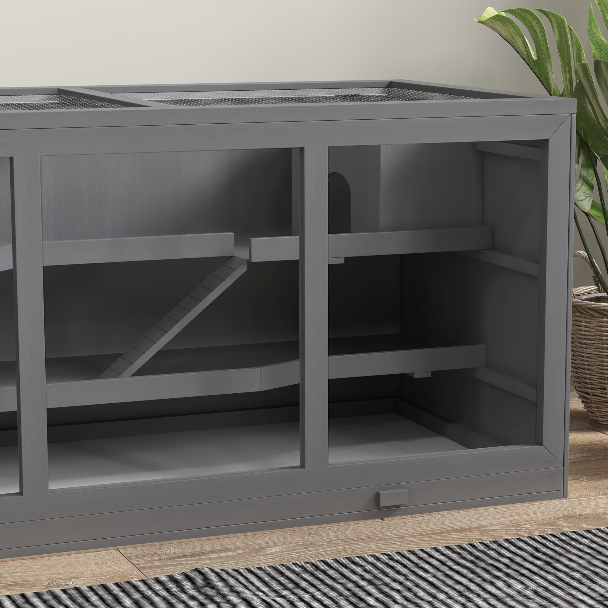 JMT-318730 Oversized Wooden Hamster and Small Animal Habitat with Adjustable Roof and Easy Access