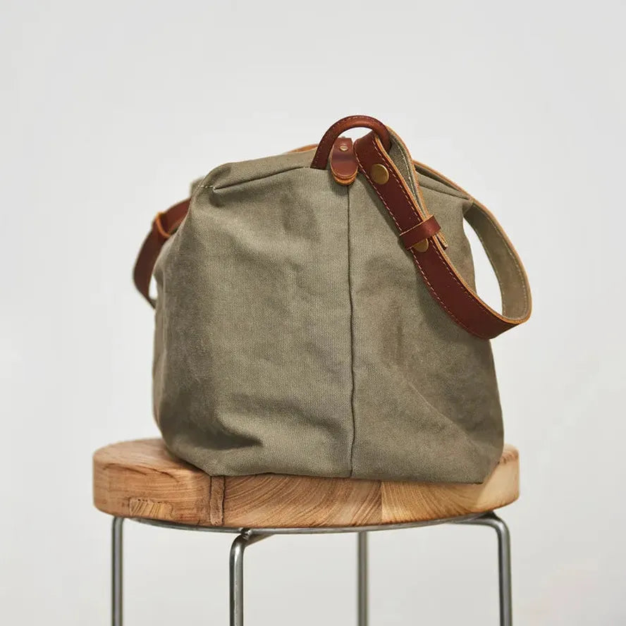 JMT-319114 Canvas Sling Travel Weekender Bag with Leather Handles - 38*23*19cm