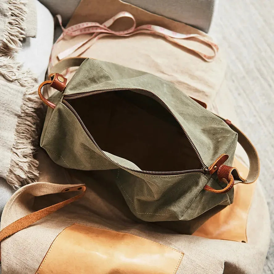 JMT-319114 Canvas Sling Travel Weekender Bag with Leather Handles - 38*23*19cm