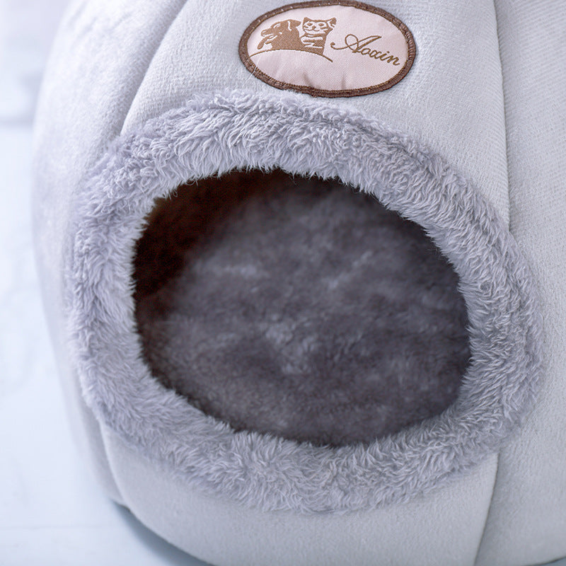 JMT-319178 Cozy Semi-Enclosed Pet Nest with Soft Plush and Supportive Padding