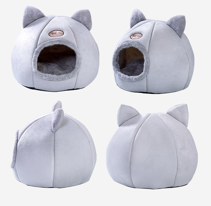 JMT-319178 Cozy Semi-Enclosed Pet Nest with Soft Plush and Supportive Padding