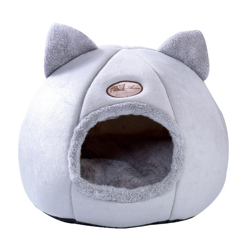 JMT-319178 Cozy Semi-Enclosed Pet Nest with Soft Plush and Supportive Padding
