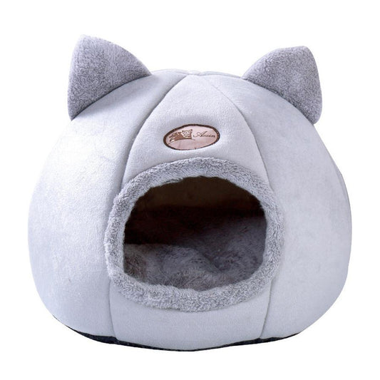 JMT-319178 Cozy Semi-Enclosed Pet Nest with Soft Plush and Supportive Padding