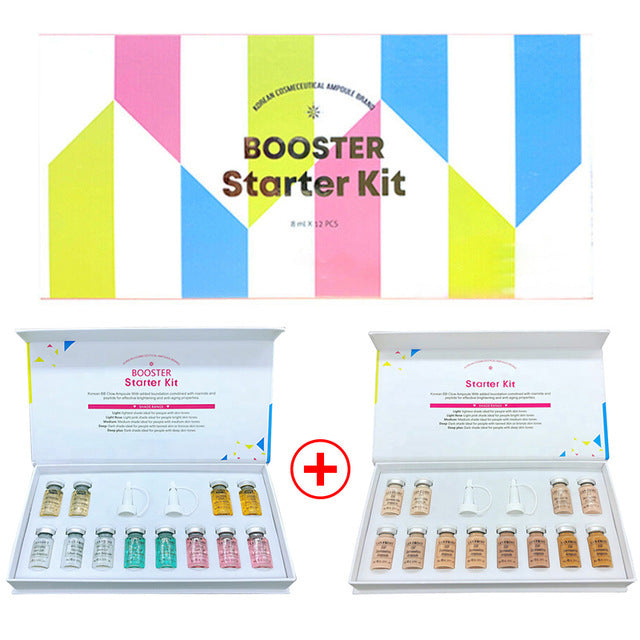 JMT-319306 Korean 8ml BB Cream & Booster Ampoule Starter Kit - 12 Vials for Radiant Skin