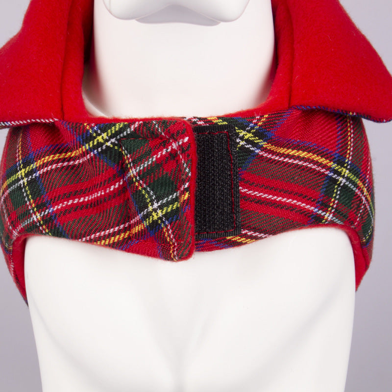 JMT-319498 Thickened Warm Cotton Dog Coat in Red Plaid - Pet Clothing for All Sizes