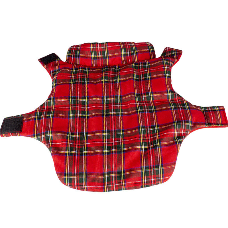 JMT-319498 Thickened Warm Cotton Dog Coat in Red Plaid - Pet Clothing for All Sizes