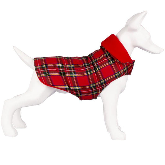 JMT-319498 Thickened Warm Cotton Dog Coat in Red Plaid - Pet Clothing for All Sizes