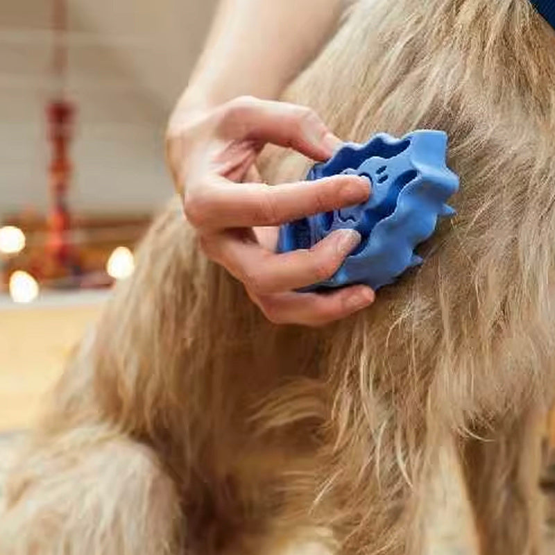 JMT-319690 Blue Dog Grooming and Shampooing Brush - Hair Removal and Massage Tool for Healthy Coat