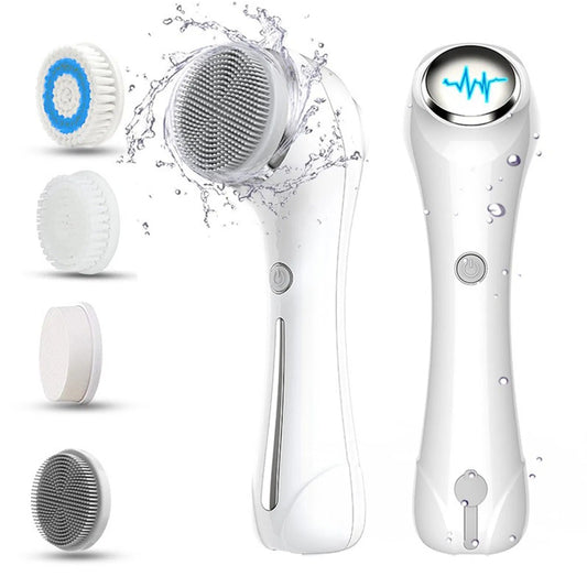 JMT-320266 IPX7 Waterproof Facial Cleansing Brush with 3-in-1 Exfoliating Features and 4 Replaceable Brush Heads