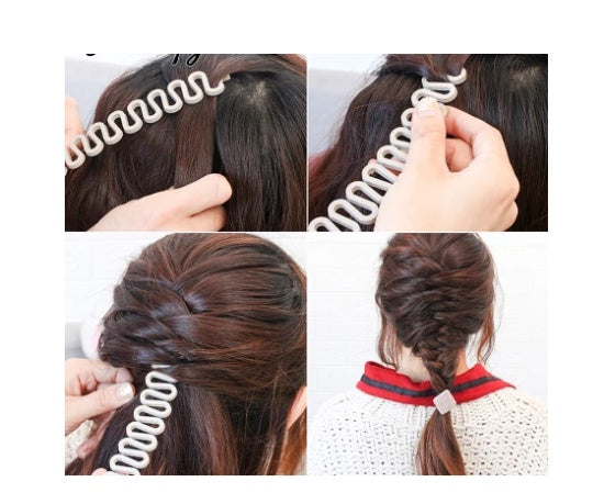 JMT-320394 Fishbone Wave Braider for Ethnic and Women's Hairstyles - Black and Brown Colors